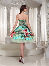 Colorful Printed Sweetheart Cocktail Dancing Mini-length Dress Stage Show