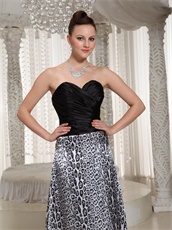 Black and Leopard Printed Chiffon Party Banquet Dress Not Expensive
