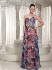 Printed Chiffon Vintage Formal Prom Dress For Mature Women