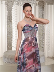 Printed Chiffon Vintage Formal Prom Dress For Mature Women