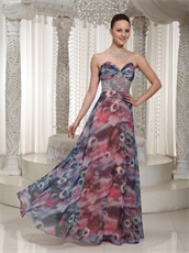 Printed Chiffon Vintage Formal Prom Dress For Mature Women