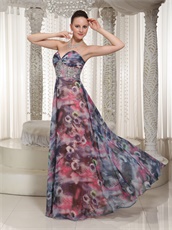 Printed Chiffon Vintage Formal Prom Dress For Mature Women