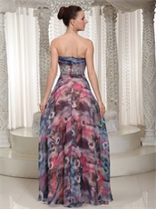 Printed Chiffon Vintage Formal Prom Dress For Mature Women