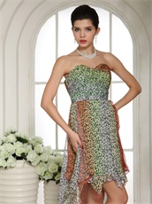 Gradient Leopard Chiffon High-low Dress For Cocktail Party Women Wear