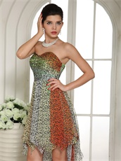 Gradient Leopard Chiffon High-low Dress For Cocktail Party Women Wear