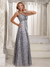 Printed Leopard V-neck Empire Customize Prom Dress For Maternity