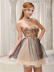 Lovely Short Tulle Graduation Ceremony Dress Peach Leopard