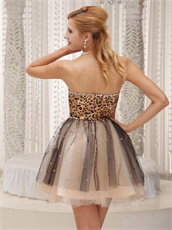 Lovely Short Tulle Graduation Ceremony Dress Peach Leopard