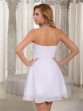 Sexy Halter Forking Cocktail Party Dress Printed Pattern Chiffon