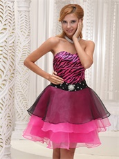 Sweetheart Fuchsia and Black Zebra Cocktail Dress Wear Attending Parties