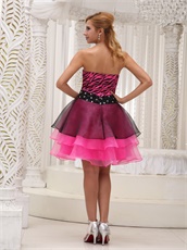 Sweetheart Fuchsia and Black Zebra Cocktail Dress Wear Attending Parties