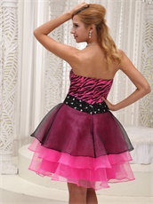 Sweetheart Fuchsia and Black Zebra Cocktail Dress Wear Attending Parties