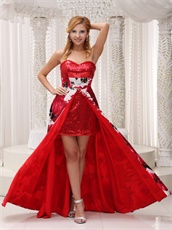 Sweetheart Printed Red Sequin Skirt Inside Prom Dress Runway Pageant Wear