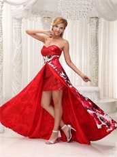 Sweetheart Printed Red Sequin Skirt Inside Prom Dress Runway Pageant Wear