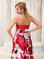 Sweetheart Printed Red Sequin Skirt Inside Prom Dress Runway Pageant Wear