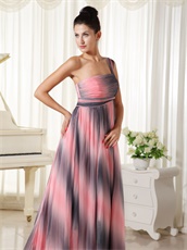 Simple Stripe Ombre Color Chiffon One Shoulder Prom Dress Special