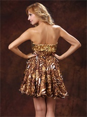 Golden Sequins Summer Short Cocktail Dress Tiger Pattern Printed Fabric