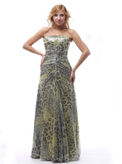 Leopard Strapless Prom Dress Lace-up For Performance Wear