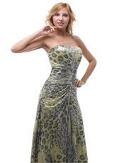 Leopard Strapless Prom Dress Lace-up For Performance Wear