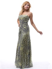 Leopard Strapless Prom Dress Lace-up For Performance Wear