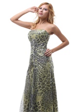 Leopard Strapless Prom Dress Lace-up For Performance Wear