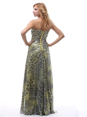 Leopard Strapless Prom Dress Lace-up For Performance Wear