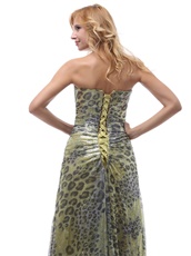 Leopard Strapless Prom Dress Lace-up For Performance Wear