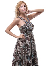 Halter Slim Special Occasion Dress Multi-color Zebra Printed