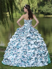 Apple Green Printed Floral Bubble Train Sunshine Quinceanera Gowns Boutique