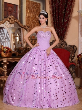 Floor-length Lilac Sequins Skirt Dress To Quinceanera Party