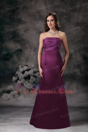 Cheap Strapless Floor-length Purple Prom Dress For Lady Inexpensive