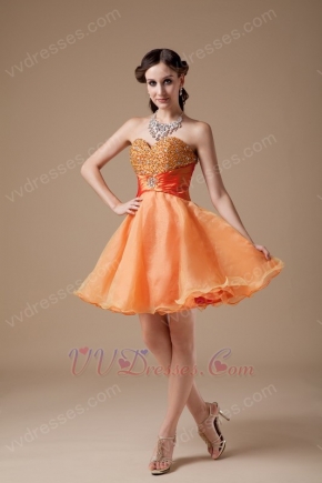 Orange Skirt Cheap Sweet 16 Dresses With Beading Decorate