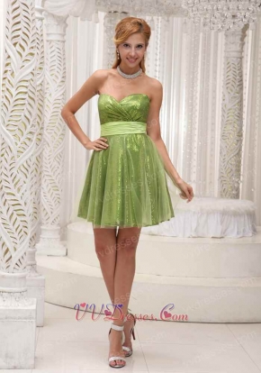 Sparkle Sequin and Tulle Grass Green Night Club Dress With Sash