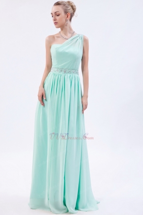 One Shoulder Column Silhouette Light Green Special Occasion Dress