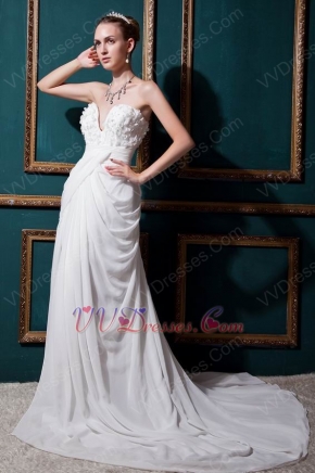 V-Shape Strapless Appliques Cream Garden Wedding Dress Factory