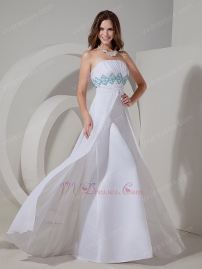 Strapless Empire Waist White Long Chiffon Skirt Prom Dress