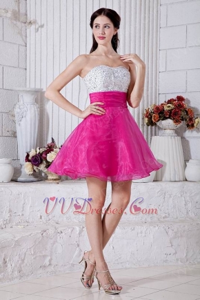 Hot Pink Beaded Short Skirt Designer Cocktail Dress