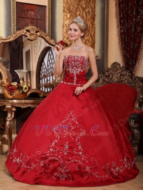 Not Expensive Wine Red Quinceanera Dress With Embroidery