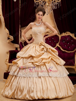 Beautiful Bubble Ball Gown Champagne Taffeta Quinceanera Dress