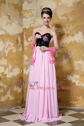 Sweetheart Pink and Black Prom Dress Quality With Low Price Inexpensive