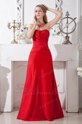 Simple Sweetheart Dropped Waist Scarlet Red Prom Eveing Dress