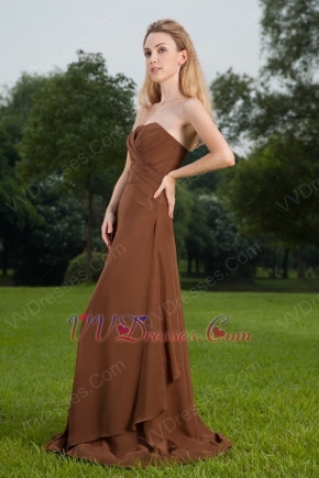 Not expensive Brown Strapless Long A Bridal Bridesmaid Dress