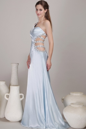 One Shoulder Show Waist Light Blue A Prom Dress Suppliers