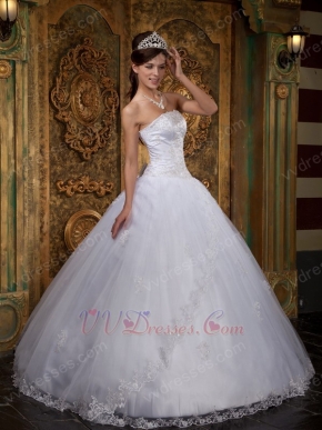 Appliqued Dentate Bottom White Elegant Dress Quinceanera Wear