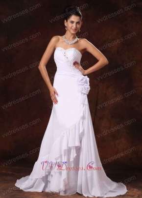 White Chiffon Flouncing Ruffles Sweetheart Party Dresses