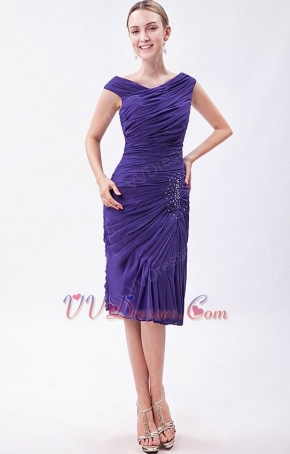 Pretty V-neck Purple Knee Length Homecoming Dress