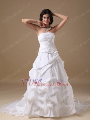 Strapless Side Applique 2014 Discount Wedding Dress For Sale