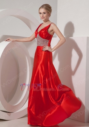Classical Scarlet V-neck Evening Party Dresses UK
