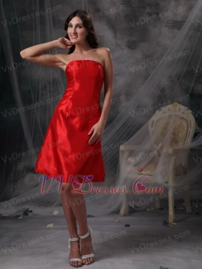 Strapless Knee-length Scarlet Taffeta Short Prom Dress Knee Length Sexy