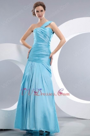 One Shoulder Corset Back Mermaid Light Sky Blue Prom Dress